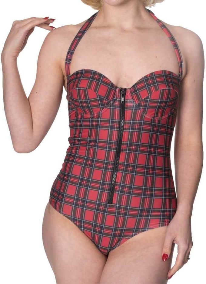 Banned - Wild plains tartan Badpak - Ruitjes - S - Rood