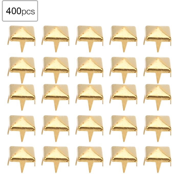 400 Sets 4MM-7MM DIY Leerbewerking Spike Klinknagels Vierkante Spike Sierspijkers Tassen Schoenen Riem AccessoiresBrons 5MM goud