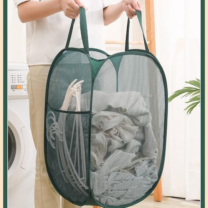 Panier à linge pliable Horizontal, panier à linge respirant en tissu maille, paniers de rangement de grande capacité, accessoires pour la maison gray