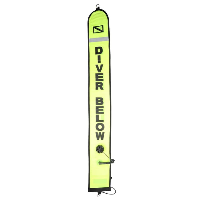 Bouée de Signalisation de Surface Gonflable Haute Visibilité pour Plongée Sous-Marine SMB(Vert Fluorescent, 1,2 m) beige