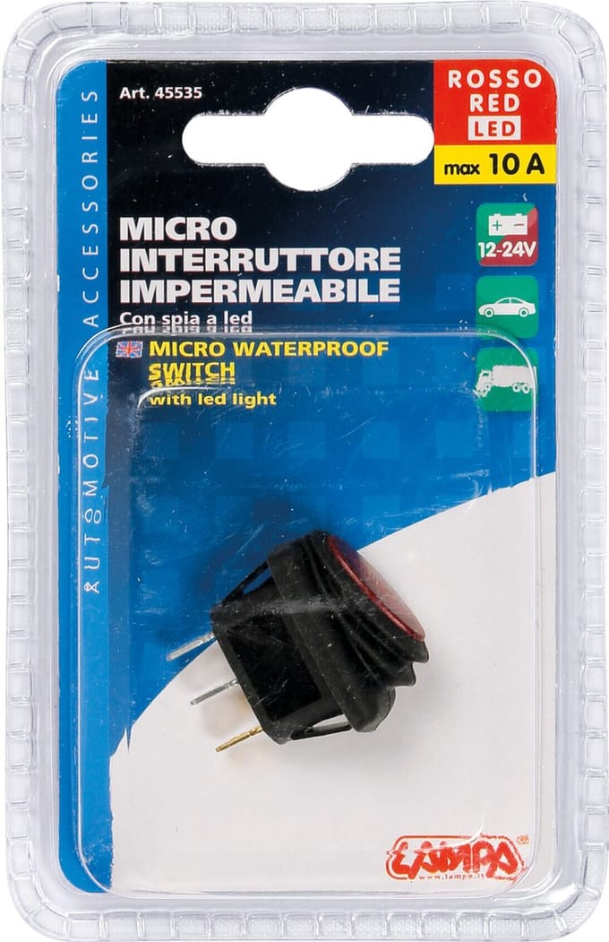 Schakelaar met LED Rood 12/24V Waterproof