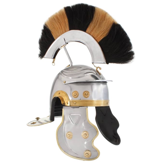 Casque de Soldat Romain Réplique Antique pour LARP Acier Argenté gray
