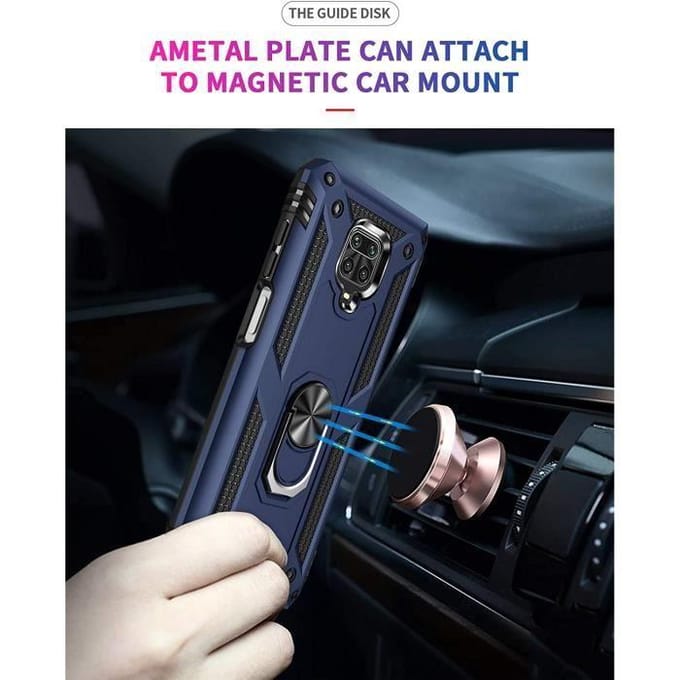 Hoesje - Xiaomi - Redmi Note 9 Pro Max - TPU siliconen - Roterende ringhouder - Magnetische autohouder