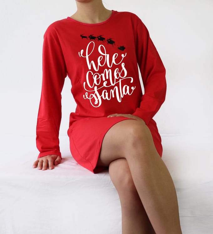 Temptation Dames Nachthemd - 100% Katoen - Kerst - Rood - Maat S