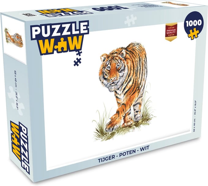 Puzzel Tijger - Poten - Wit - Legpuzzel - Puzzel 1000 stukjes volwassenen