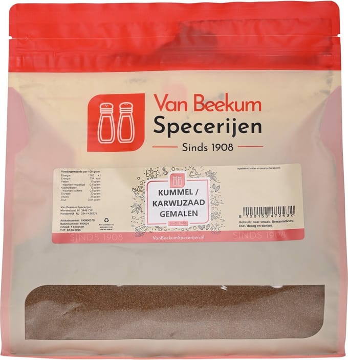 Van Beekum Specerijen - Kummel / Karwijzaad Gemalen - 1 KG (hersluitbare stazak)