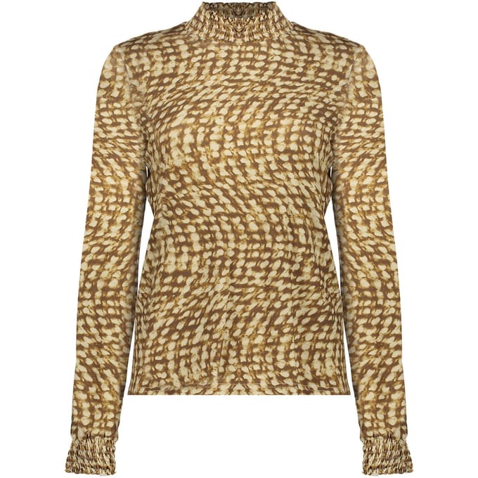 Geisha Top Green/beige Größe: S | Longsleeves Outlet | Damen | Grün