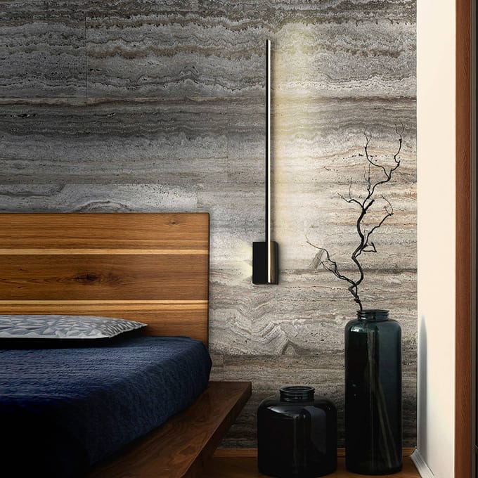Schuller Valencia LED wandlamp Stick, hoogte 80 cm, zwart, metaal