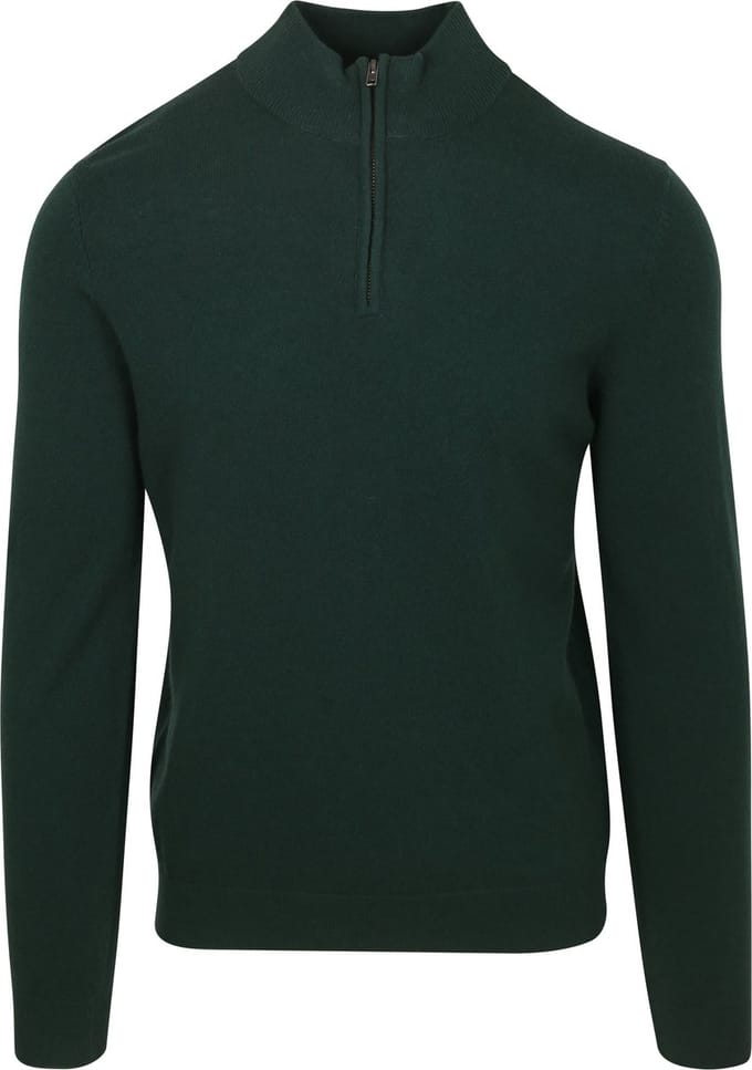 Steppin' Out Half Zip Trui Merinowol Caccia Groen - Maat L - Heren - Pullovers