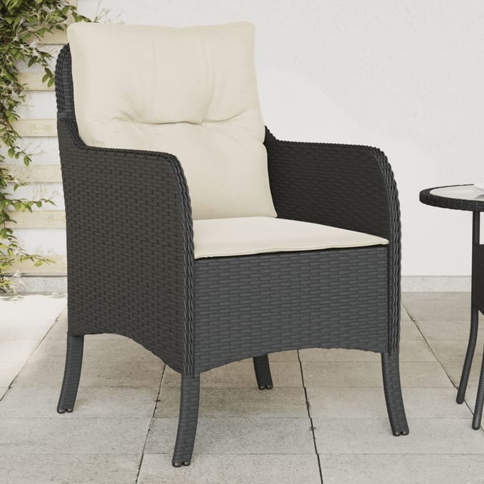 vidaXL - Tuinstoelen - 2 - st - met - kussens - poly - rattan - zwart