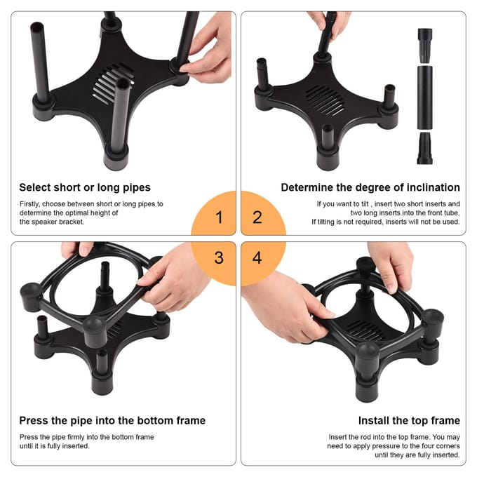 Supports d'enceintes de bureau Support pour moniteur Support amortisseur de chocs avec angle d'inclinaison réglable Antidérapant et stable noir