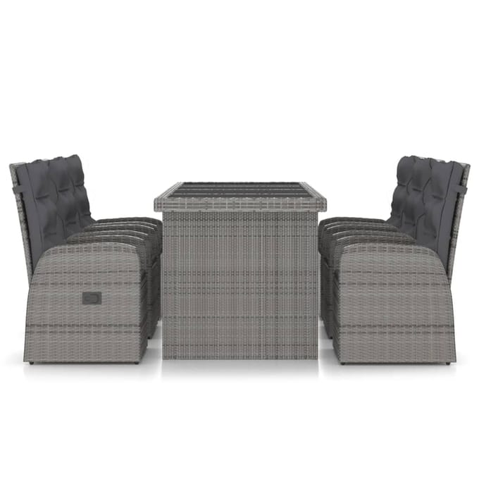 vidaXL - 7-delige - Tuinset - met - kussens - poly - rattan - grijs