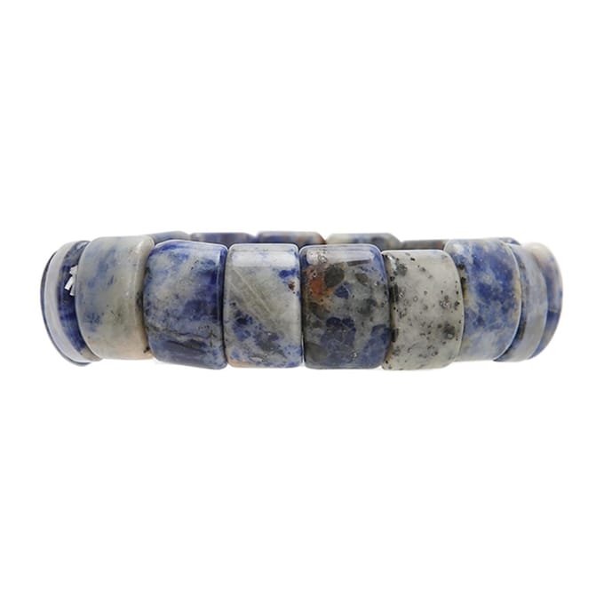 Kralen Armband Natuursteen Eenvoudig Elastisch Platte Buisvorm Blauwe Stip Gemengde Kleur Sieraden gray
