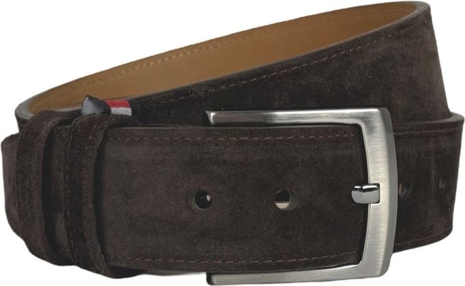 Riem Heren - Riem Dames Donkerbruin Suede Leer - 4.5 cm breed - 115 cm (taille tot 95 cm)