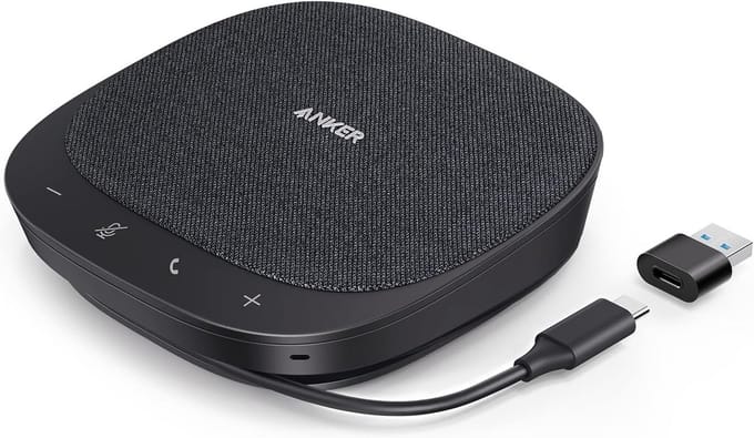 USB Conferentie Speaker voor Thuiswerk, 360° Voice Coverage, Smart Stembalans en Full Duplex Audio