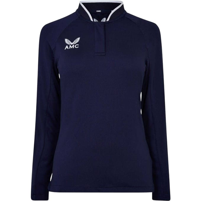 Castore Raglan-poloshirt met lange mouwen voor dames (Marine, Wit)