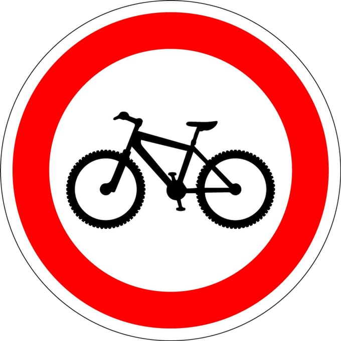 Verboden voor mountainbikes sticker 100 mm