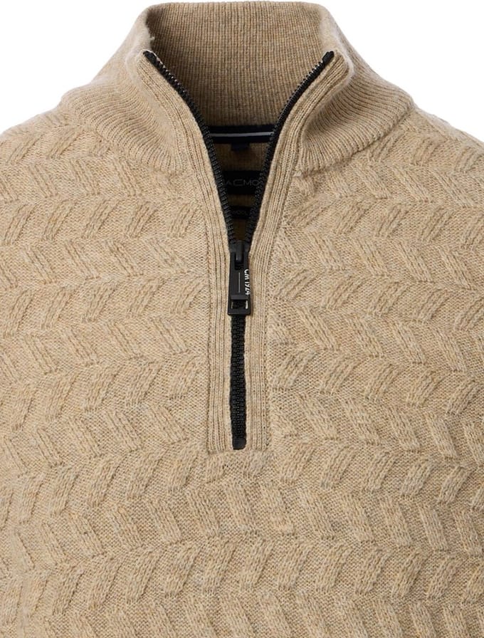 Casa Moda Trui Met Motief Lamswol Opstaande Kraag - XL