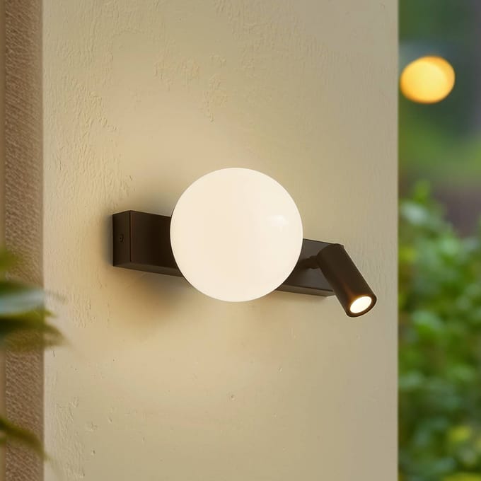 Lindby LED buiten wandlamp Larcie, 35 cm, 2-lamps, aluminium, sensor