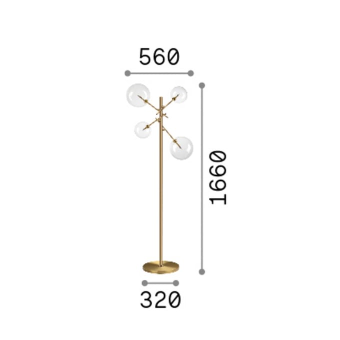 IDEAL LUX vloerlamp Equinoxe, chroom/transparant, hoogte 166 cm