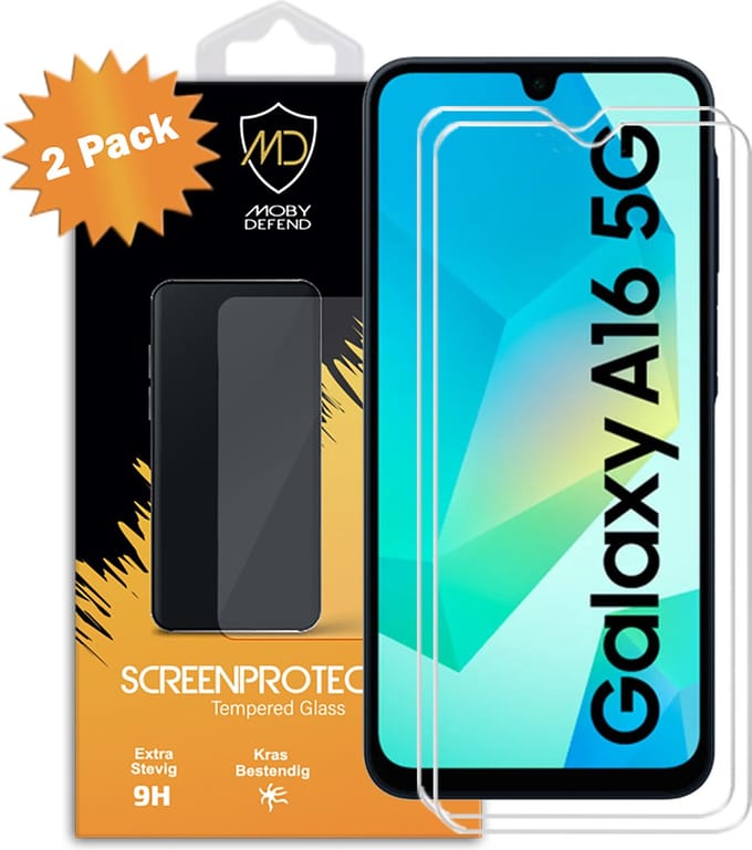 2-Pack MobyDefend Screenprotectors - Geschikt voor Samsung Galaxy A16 - Case-Friendly Screensavers - Gehard Glas