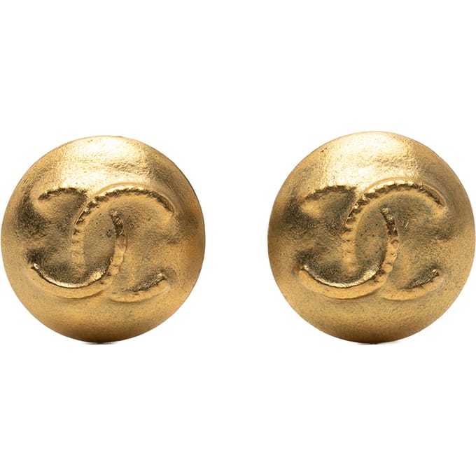 Tweedehands Cc Gouden Plated Ronde Clip On Oorbellen
