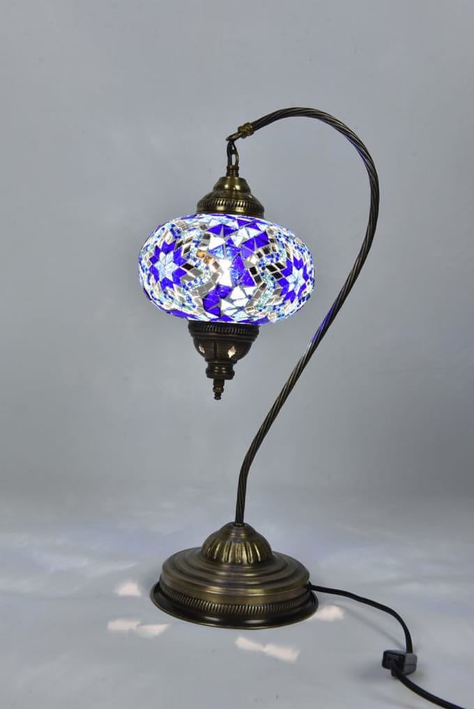 Turkse lamp - handgemaakt - staande lamp - blauw - 1 stuk