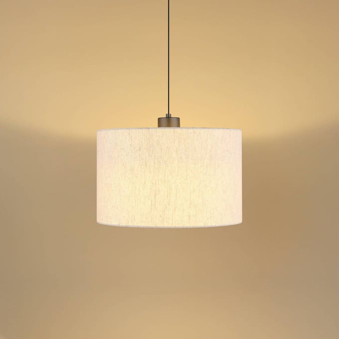 Globo LED hanglamp Thea, crème/matzwart, linnen, Ø 35 cm