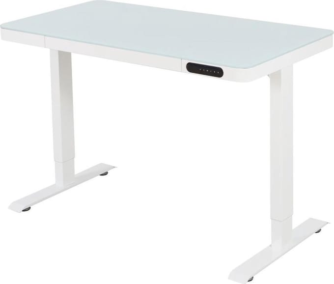 IVOL Elektrisch verstelbaar bureau 120x60 cm - Thuiswerkplek - Glas wit