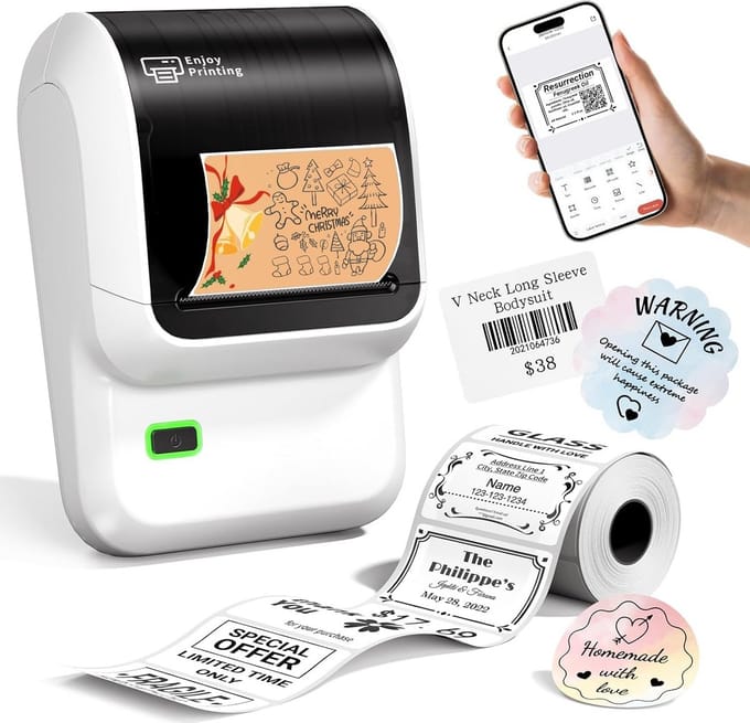 Draagbare Bluetooth Labelprinter - Zelfklevende Etiketten voor Thuis, Kantoor en Bedrijf