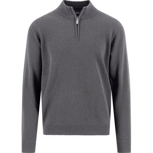 Fynch-Hatton Trui Solid Color Luxury Cashmere Troyer Zip Steel / male