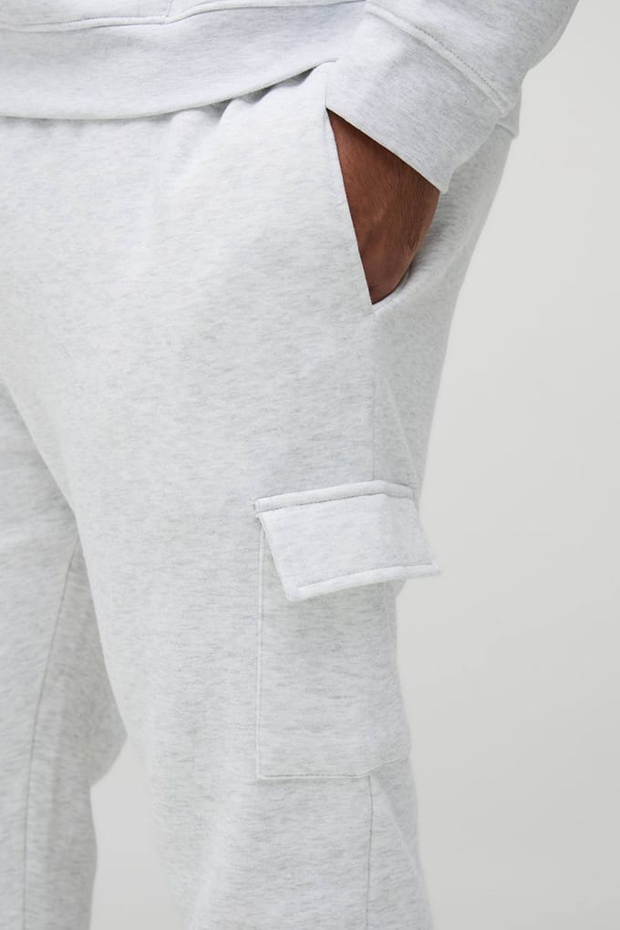 Plus Essential Skinny Fit Cargo Jogger | Grey Marl | Size 3XL