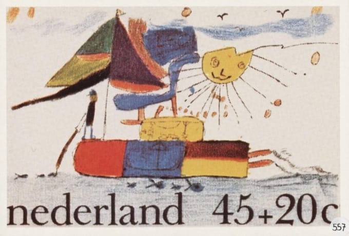 Briefkaart met afbeelding Boot postzegel