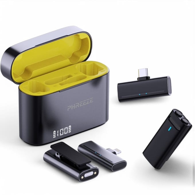Draadloze Microfoon Set met Wind Filter - Noise Reduction - Geschikt voor iPhone & Android - 2 Stuks - Microfoon met Oplaadcase - Voor Vlog, Podcast, Stream, Interview, Laptop, Computer, Tablet, Telefoon