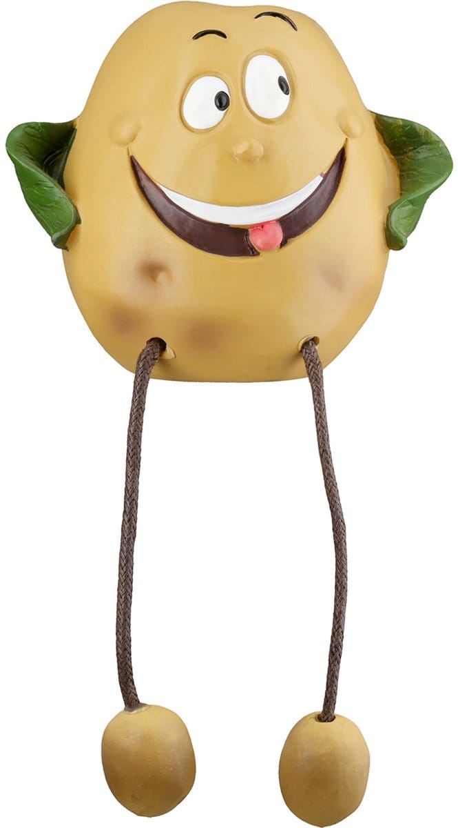 Aardappel gezicht poppetje - beeld rand zittend.