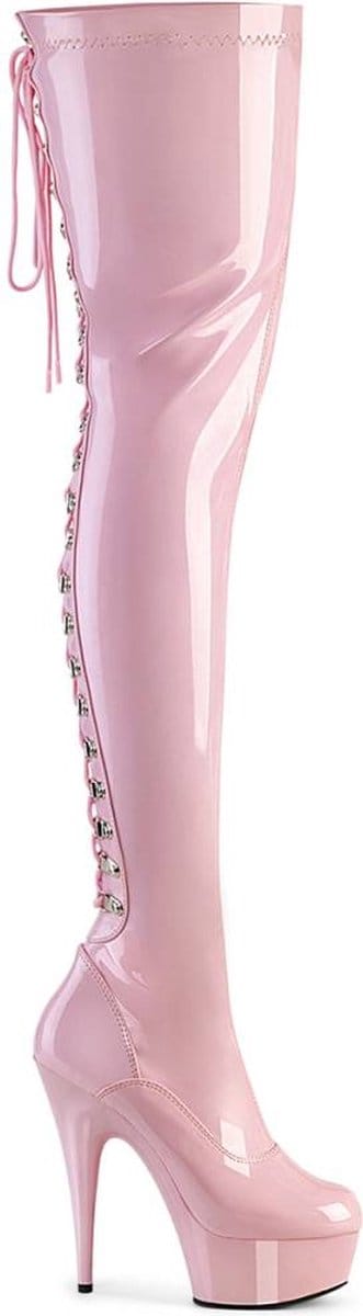 Pleaser - DELIGHT-3063 Plateau overknee Laarzen - US 6 - 36 Shoes - Roze