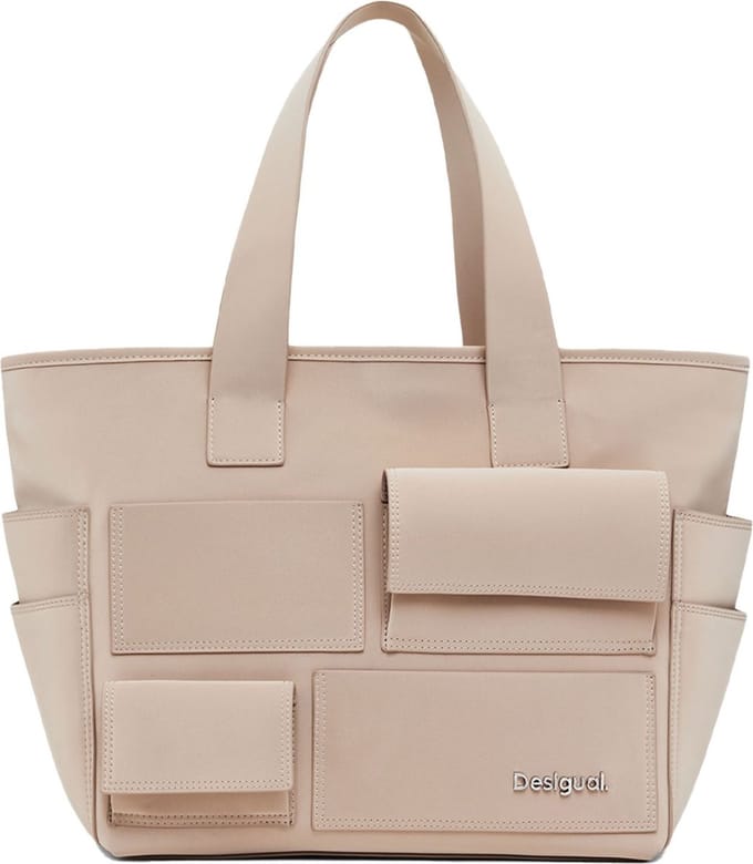 Desigual Shopper Schoudertas Pocket Face Pravia Shopping Bag Raw Beige