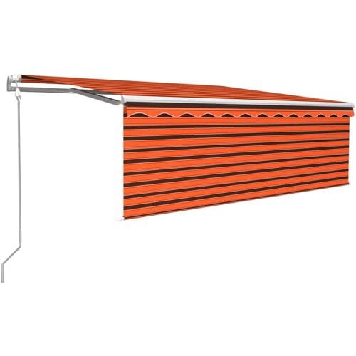 vidaXL - Luifel - met - rolgordijn, - LED - en - windsensor - 4,5x3 - m - oranje - bruin