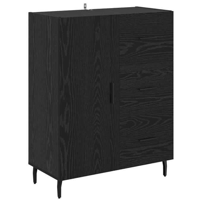vidaXL - Dressoir - met - lade - Zwart - Eiken - 69,5 - x - 34 - x - 90 - cm