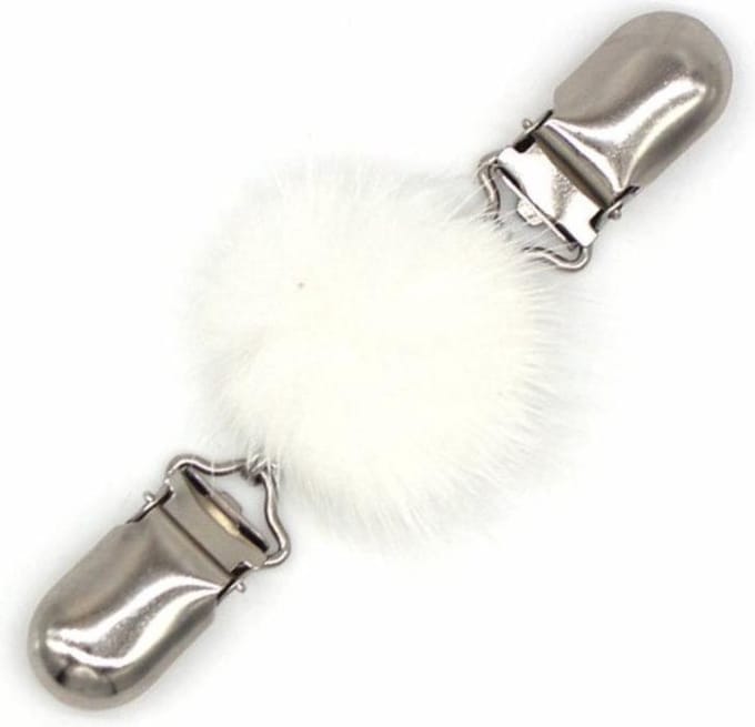 Fako Bijoux® - Vestsluiting - Vestclip - Sjaalspeld - Vestklem - Bontje - Wit