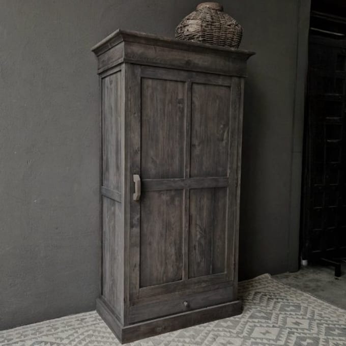 LUKSA|Buffetkast ELLA|| met 4 laden| 1 deur| kleur vergrijsd bruin|Kast Ella 90x50x190 cm