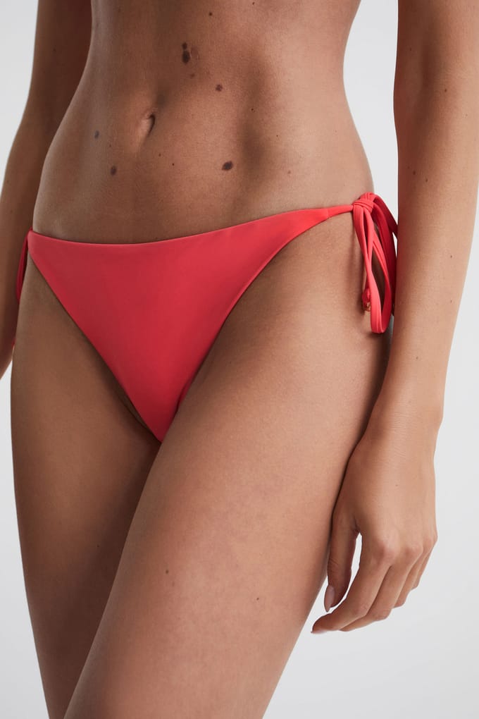 Reiss Ripley Tie Side Bikini — Bright Coral Größe: 16 | Bikinis Outlet | Damen | Orange