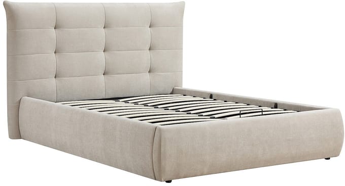 Vente-unique Bed met opbergruimte stof beige 160 x 200 cm
