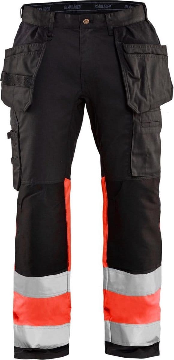 Blaklader High Vis werkbroek met stretch 1558-1811 - Zwart/High Vis Rood - C152