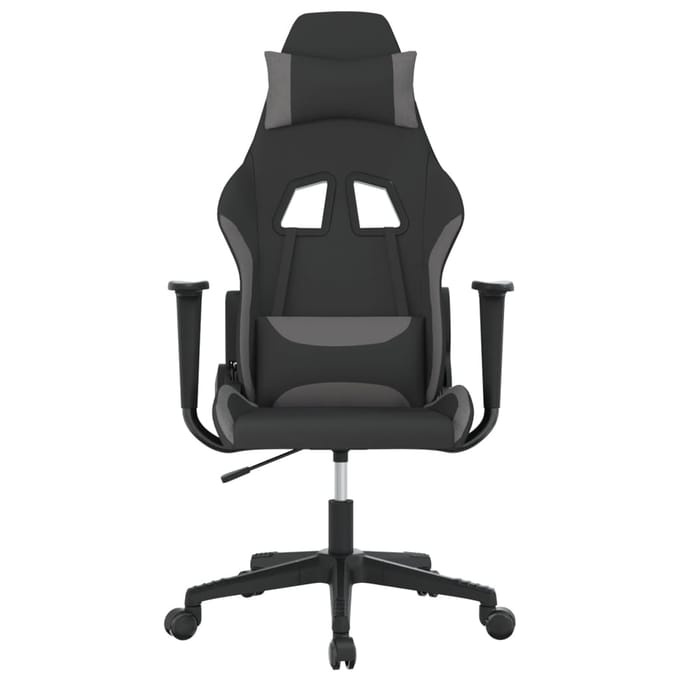 vidaXL - Gamestoel - stof - zwart - en - lichtgrijs