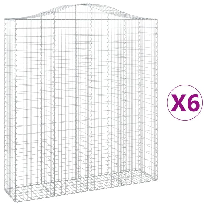 vidaXL - Schanskorven - 6 - st - gewelfd - 200x50x220/240 - cm - ijzer