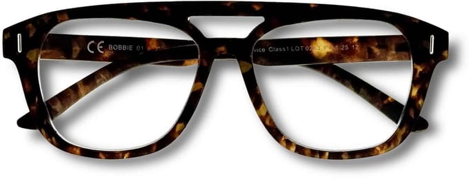 Ear2Ear Bobbie-01 leesbril Bruin tortoise retro Aviator +1.50 incl opbergpouch