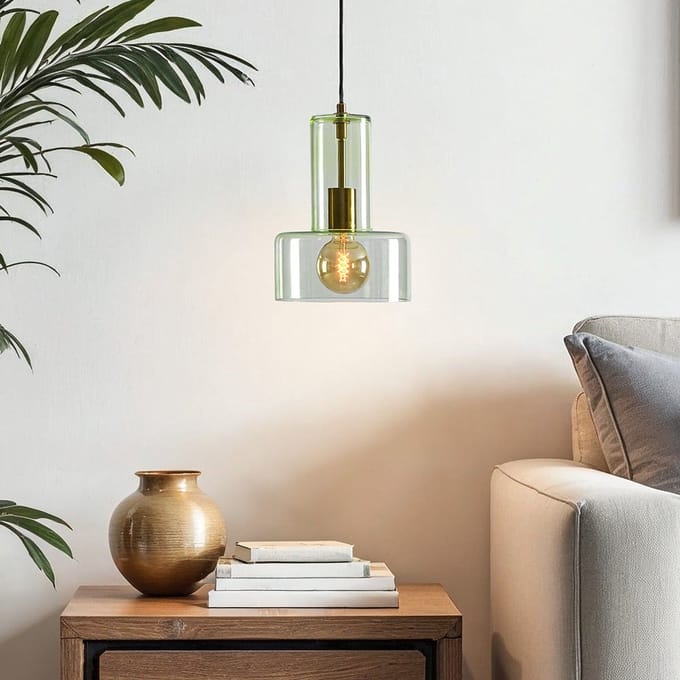 LumenXL Hanglamp Rurka goud - groen glas