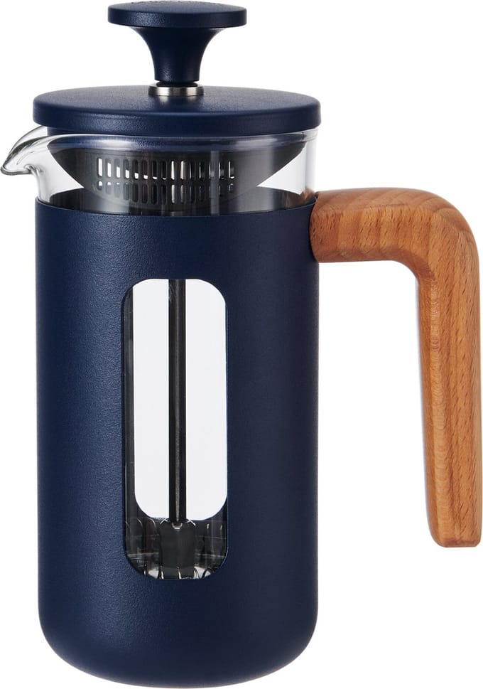 Cafetière, 3 Cups, 0.35 L, RVS, Glas, Hout, Blauw - La Cafetière | Pisa