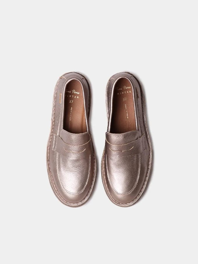 Metallic leren loafers voor dames | IVANA-AT